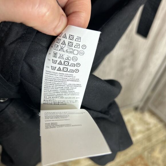 Calvin Klein Shirt Dress Snap Buttons V Neck Belt Patch Pockets Black Size S - Picture 7 of 10